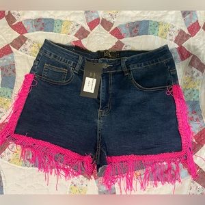L&B pink fringe shorts NWT